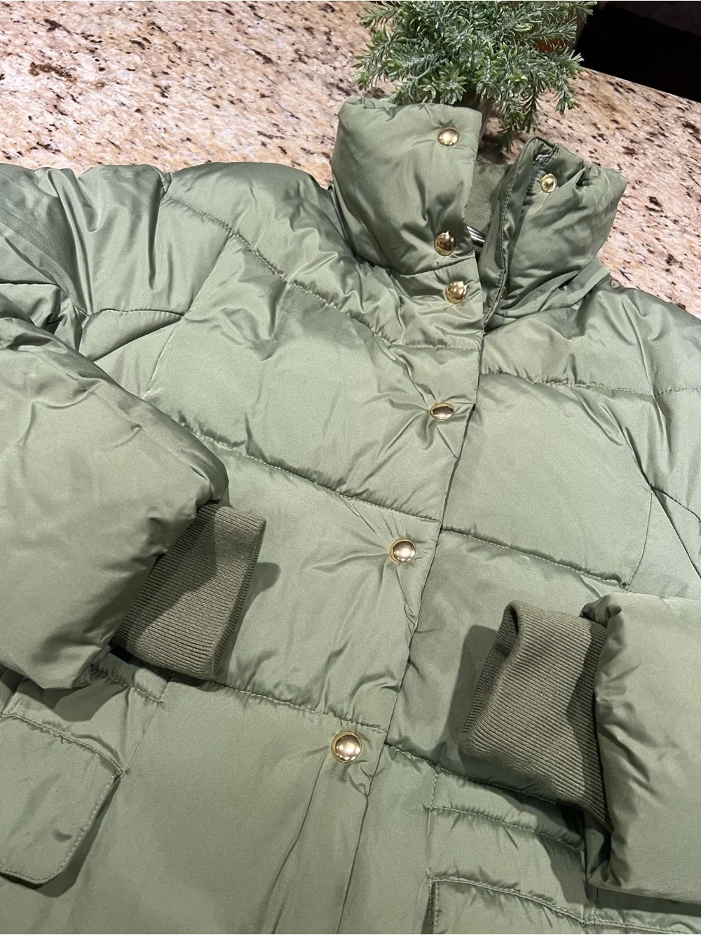 J. Crew Olive Green Superwarm Tech Puffer Water-Repellent Coat w/ PrimaLoft XS